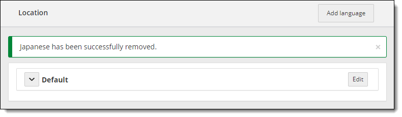 Language successfully removed message.